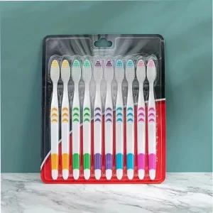 10pcs Double Ultra Soft Bamboo Charcoal Toothbrushes - Nano Dental Personal Teeth Brush For Adults Oral Care Gentle Clean