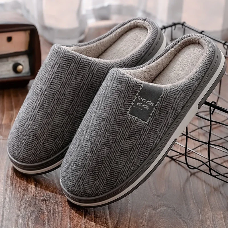 Men's Autumn Winter Cotton Slippers Couple Home Anti-slip Shoes Women Indoor Warm Plush Lightweight Durable for Daily Home Use - Image 5