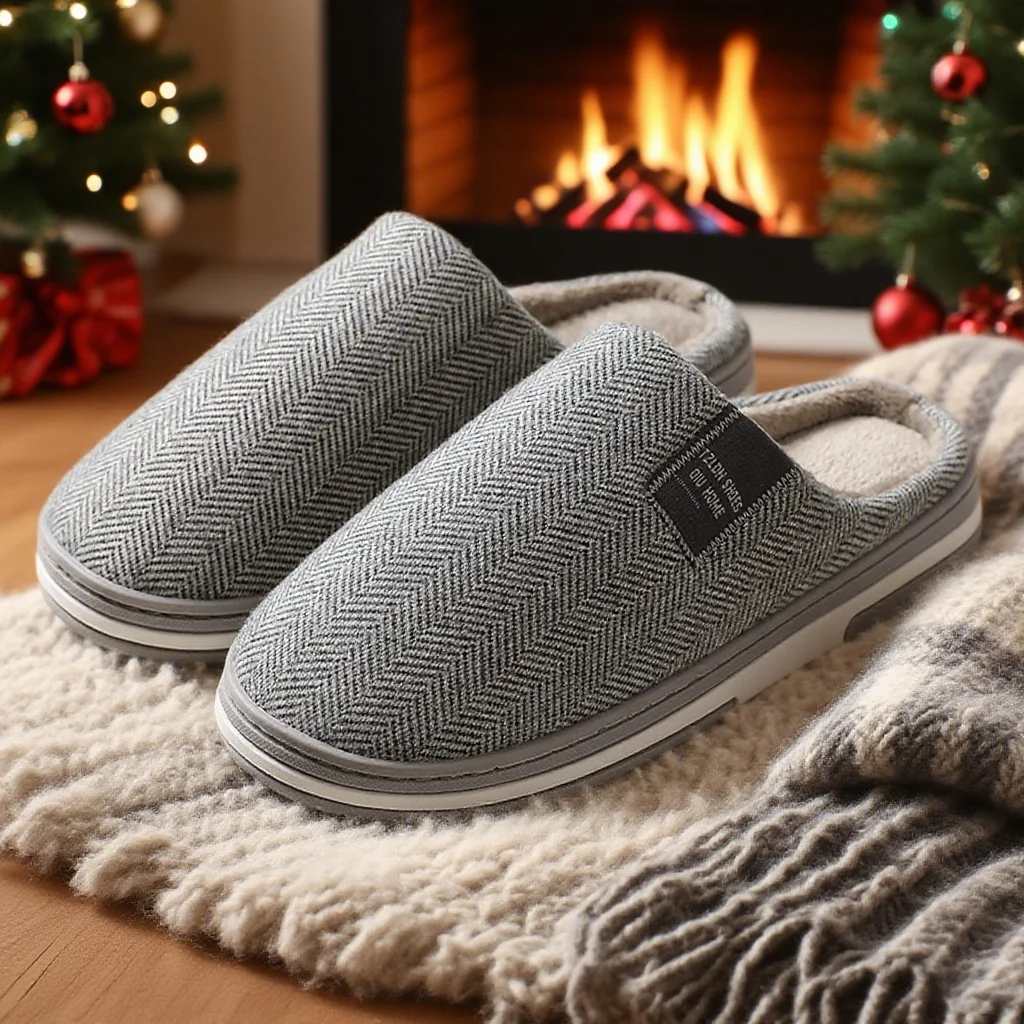 Men's Autumn Winter Cotton Slippers Couple Home Anti-slip Shoes Women Indoor Warm Plush Lightweight Durable for Daily Home Use - Image 4