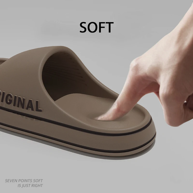 Couple Sandals Women Mens Letter Slippers Beach Slides Summer Anti Slip Thick Sole Indoor Bathroom Solid Color Shoes - Image 6